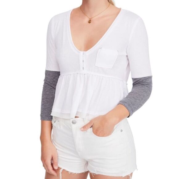 NWT Free People Heart of Mine Colorblock Crop Top - Picture 1 of 4